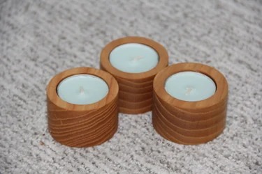 Round Hardwood Candle Holders