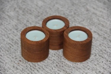 Round Hardwood Candle Holders