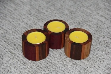 Round Hardwood Candle Holders