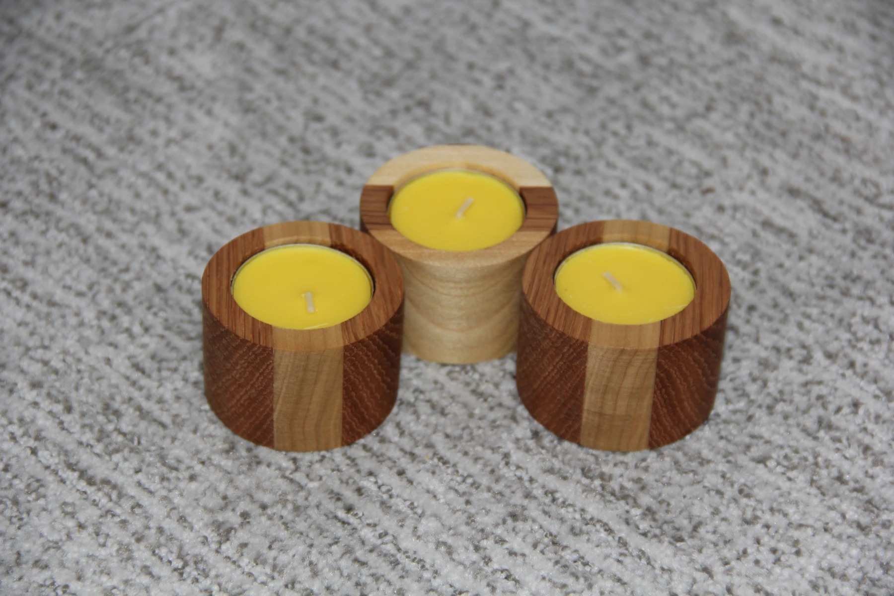 Round Hardwood Candle Holders