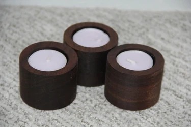 Round Walnut Hardwood Candle Holders