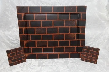 Walnut and Maple Brick Pattern Cutting Board and Coasters