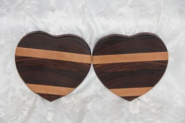 Walnut and Maple Heart Shaped Coasters